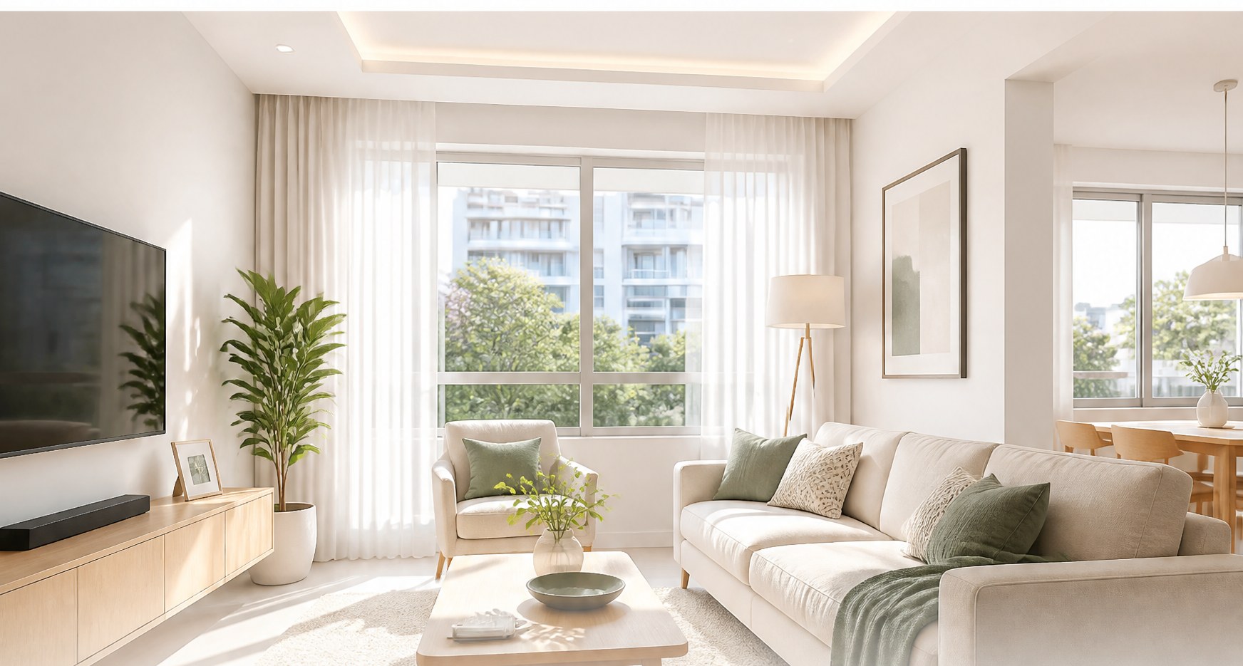 A styled modern HDB living room interior